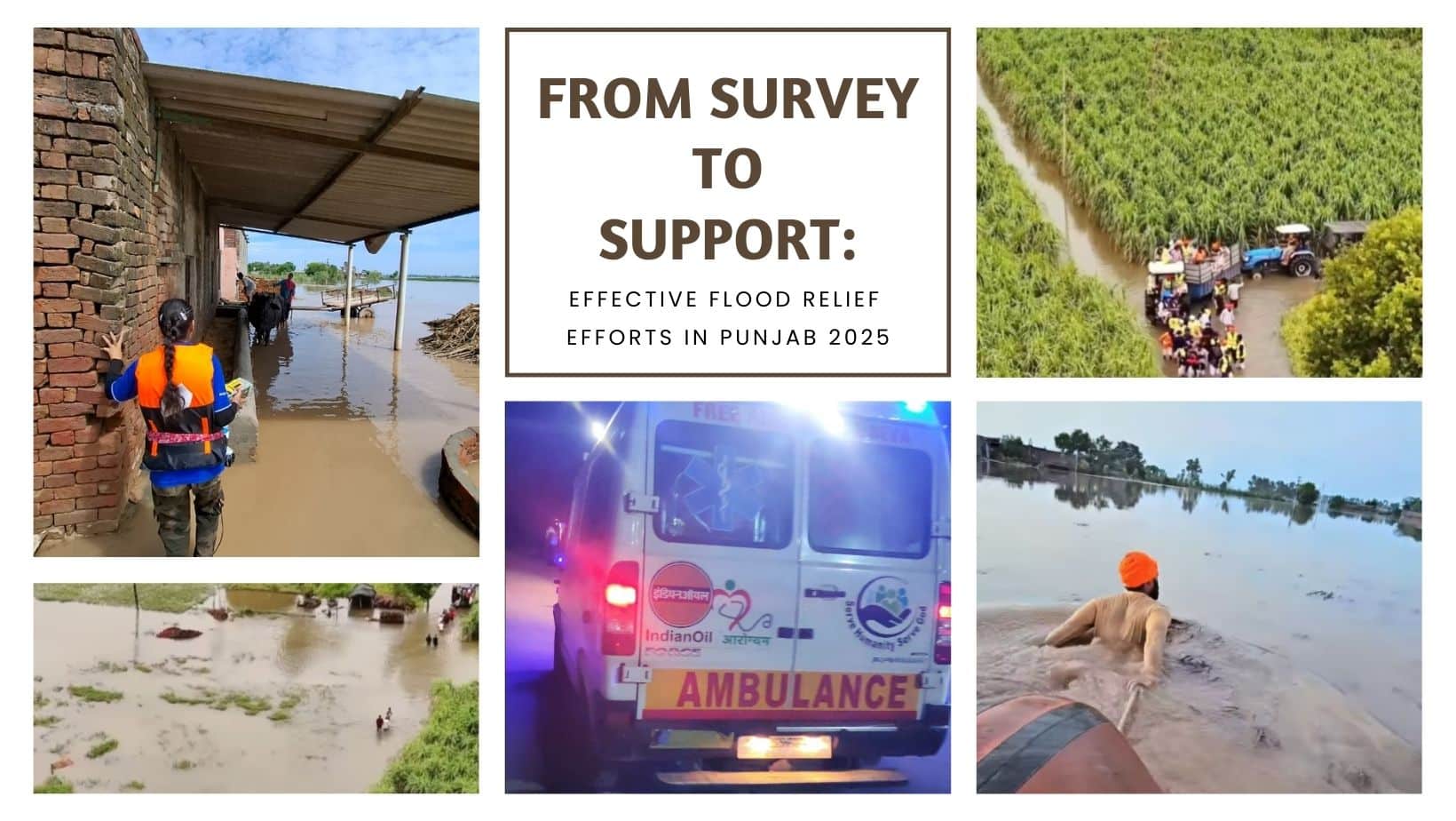 olunteers distributing food and essentials to families affected by 2025 Punjab floods in Firozpur